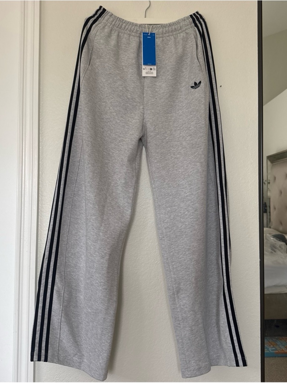 adidas x asos Light Gray Sweatpants with Black 3-Stripes - Picture 6 of 6